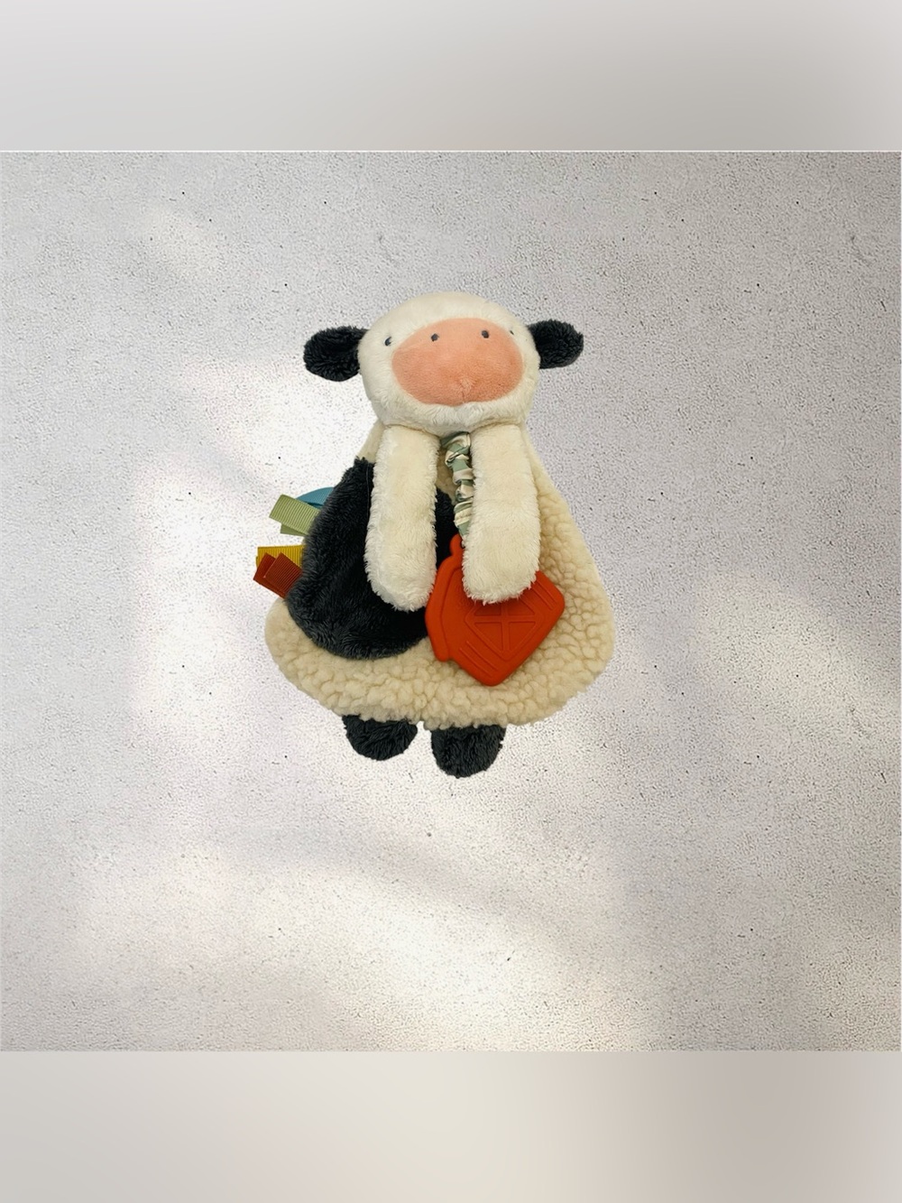 Itzy Ritzy Lovey Toy - Carmen The Cow Silicone 9.5" Tall Farm Animal Theme